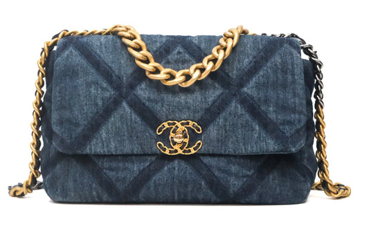 Chanel 19 Medium Dark Denim Mixed Hardware