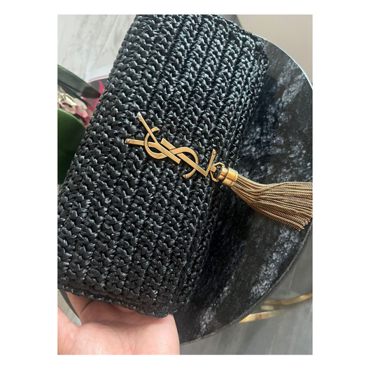 YSL Kate 99 Raffia Tassel Shoulder Bag