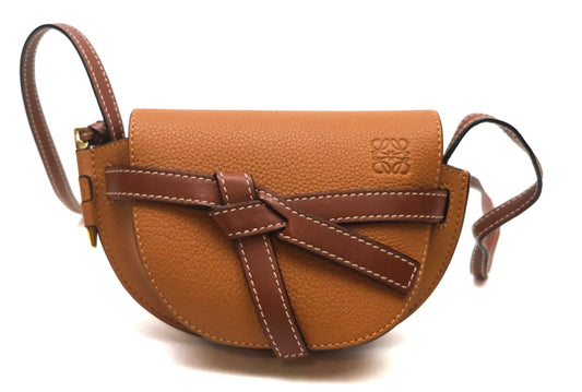 Loewe Gate Mini Bag In Light Caramel/Pecan Grained Calfskin