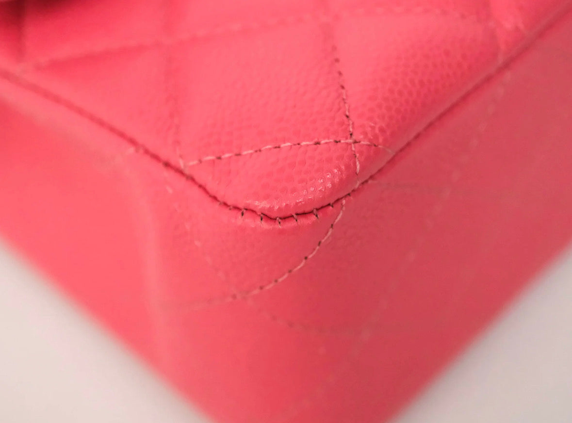 Chanel Classic M/L Medium Flap Quilted Hot Pink Caviar Gold Hardware