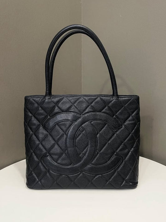 Chanel Vinatge Medallion Tote Black Caviar
