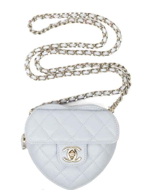 Chanel Heart Bag Light Blue Lambskin Gold Hardware