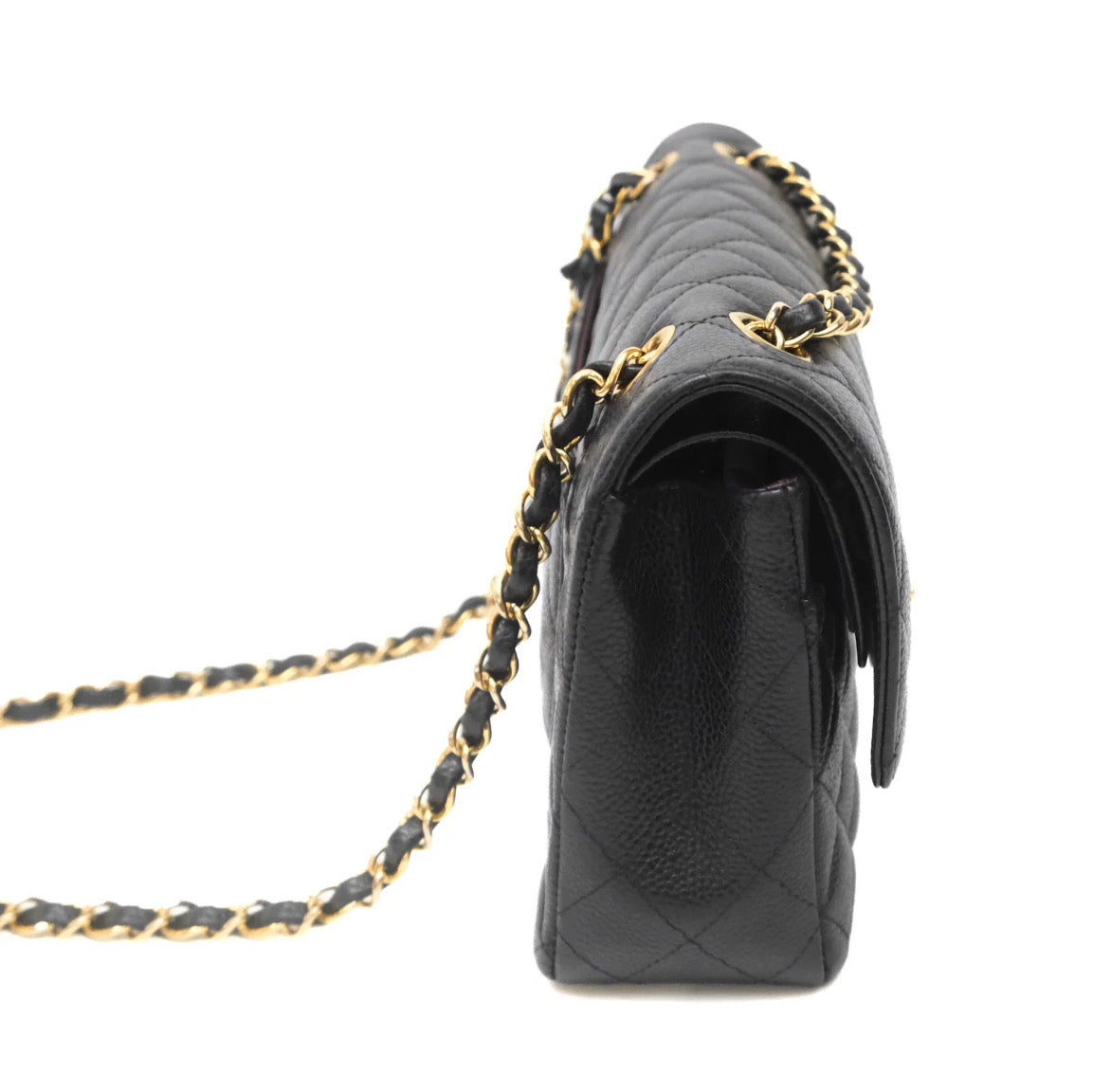 Chanel Classic M/L Medium Flap Quilted Black Caviar Gold Hardware 2017-2018