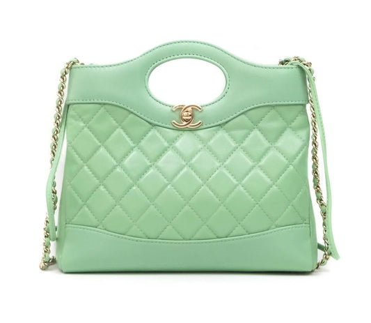 Chanel Mini 31 Green Shiny Lambskin Gold Hardware