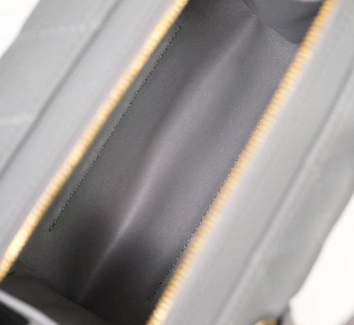 Chanel CC Vault Vanity Handle Case In Grey Calfskin Bag Gold Hardware Chanel