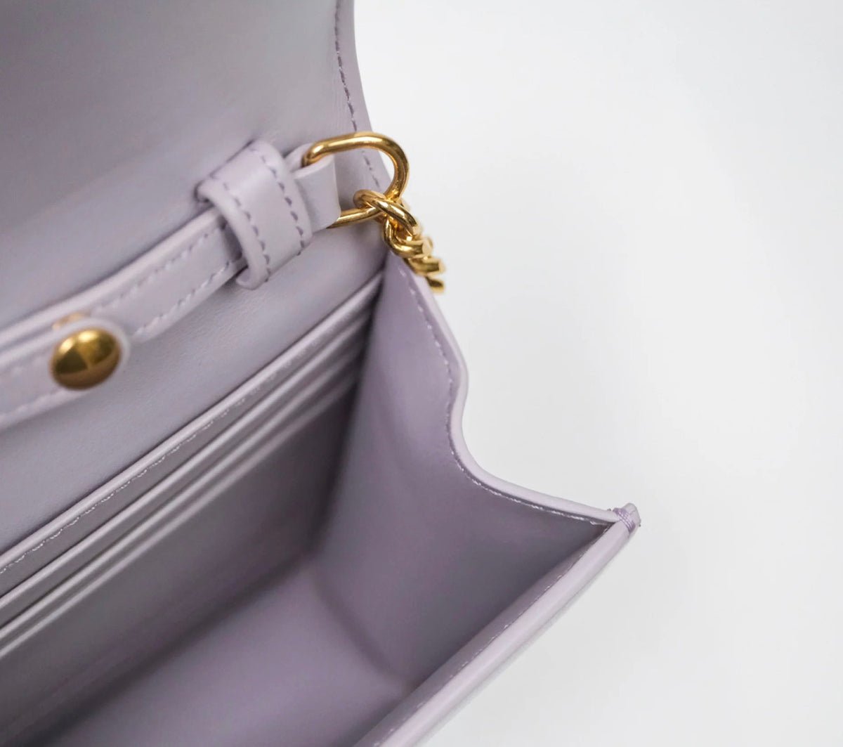 Celine margo wallet on chain in purple lavender shiny calfskin