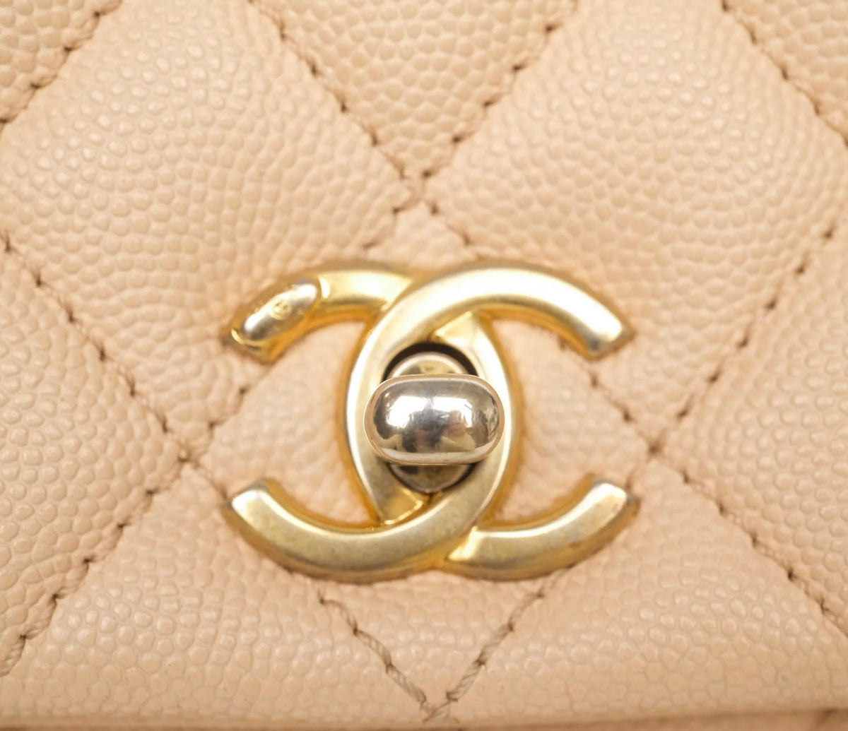 Chanel small coco handle beige caviar