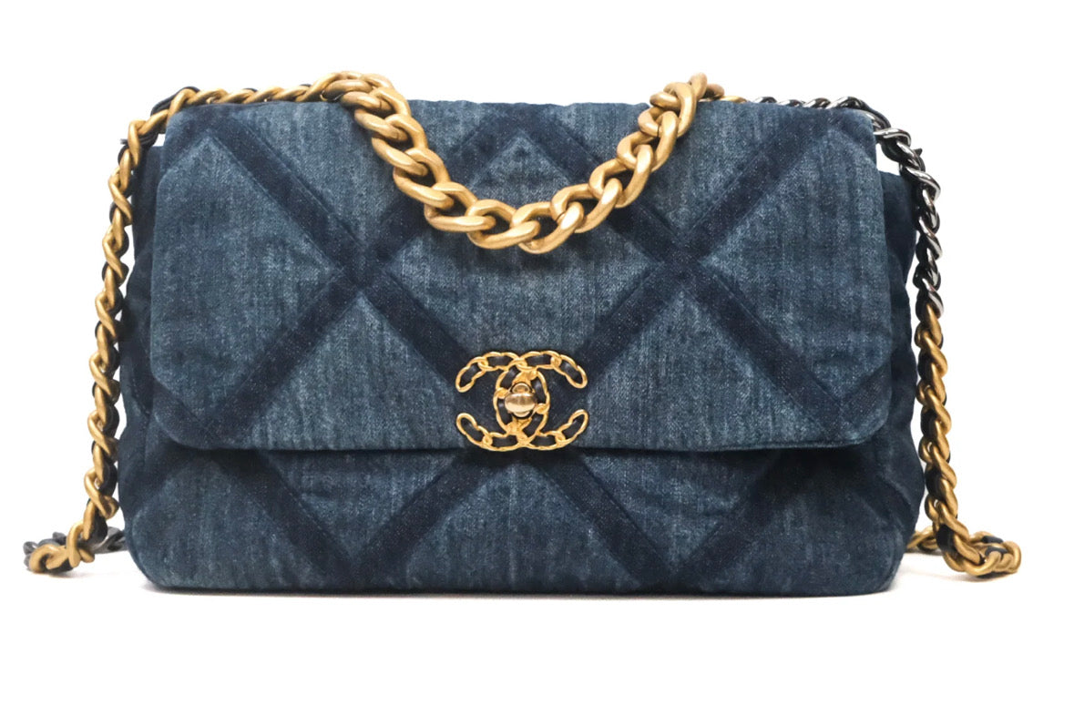 Chanel 19 Medium Dark Denim Mixed Hardware