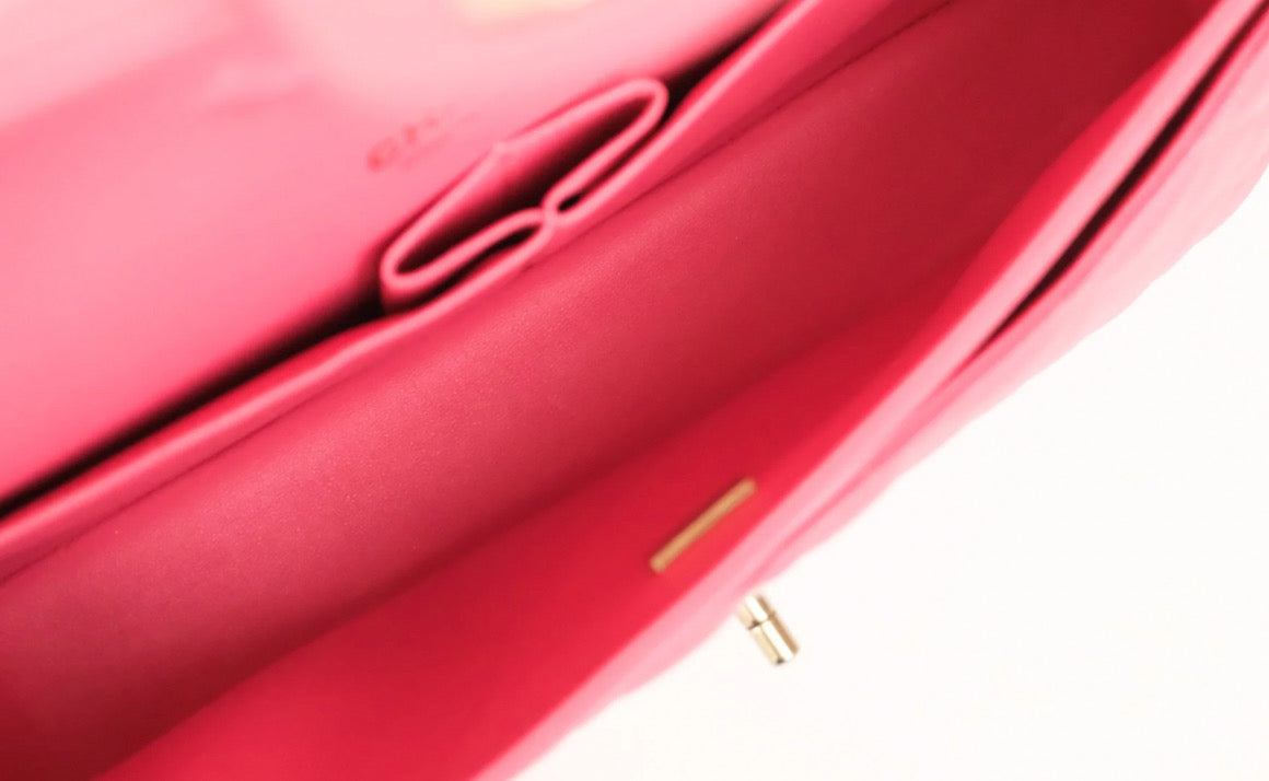 Chanel Classic M/L Medium Flap Quilted Hot Pink Caviar Gold Hardware
