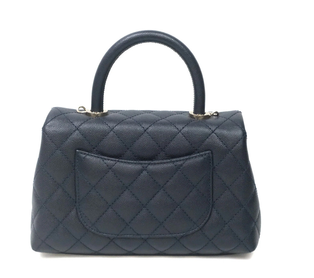 Chanel Small Coco Handle Quilted Navy Blue Caviar Gold Hardware 2021 (30 series)