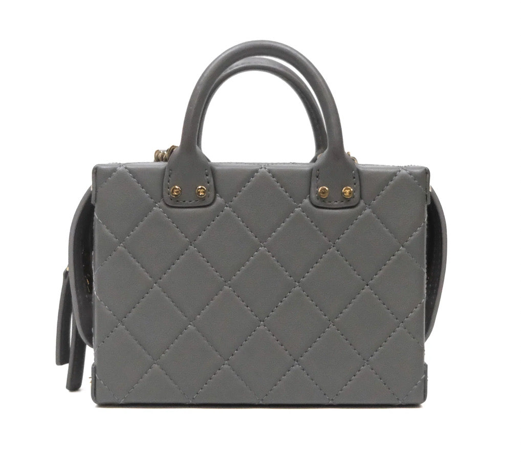 Chanel CC Vault Vanity Handle Case In Grey Calfskin Bag Gold Hardware Chanel
