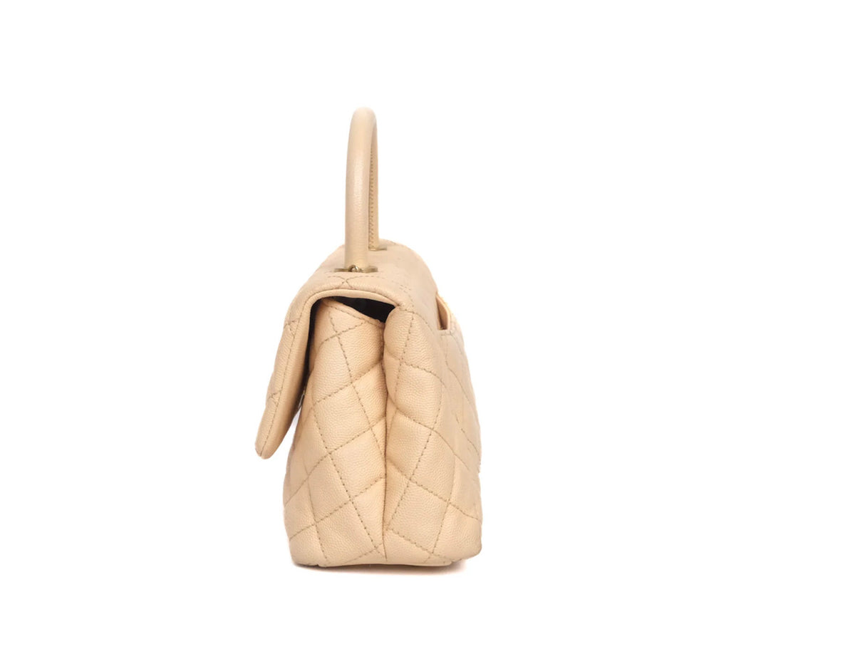 Chanel small coco handle beige caviar