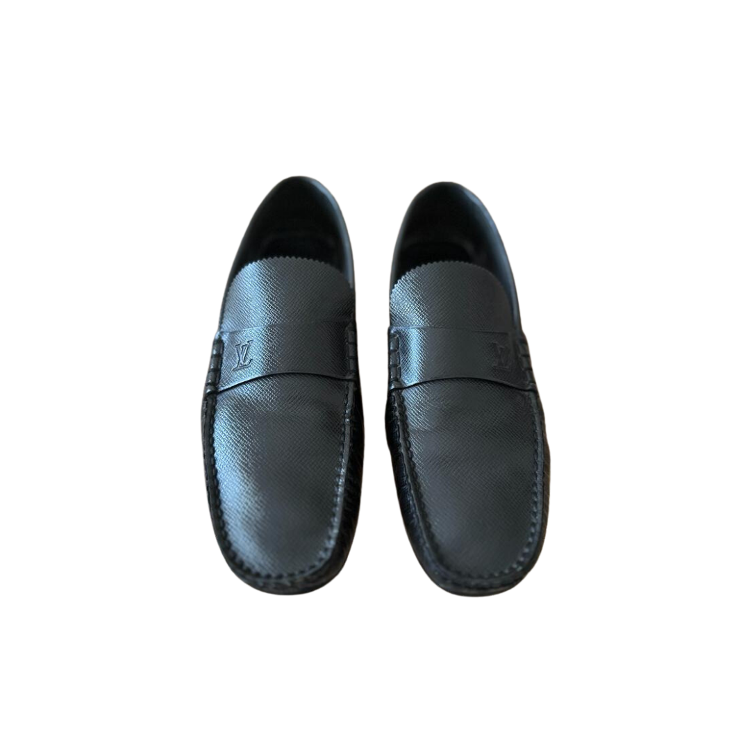 Louis Vuitton Black Leather Slip on Loafers