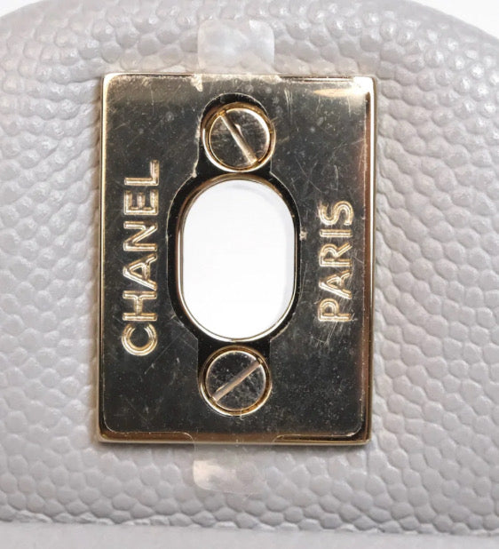Chanel Small Classic Flap Quilted Grey Caviar Gold Hardware 2021
