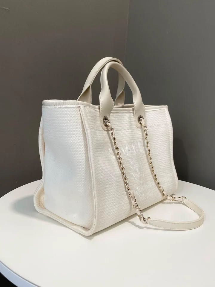 Chanel Deauville Tote Cream Ivory