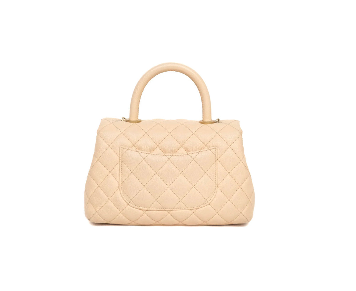 Chanel small coco handle beige caviar
