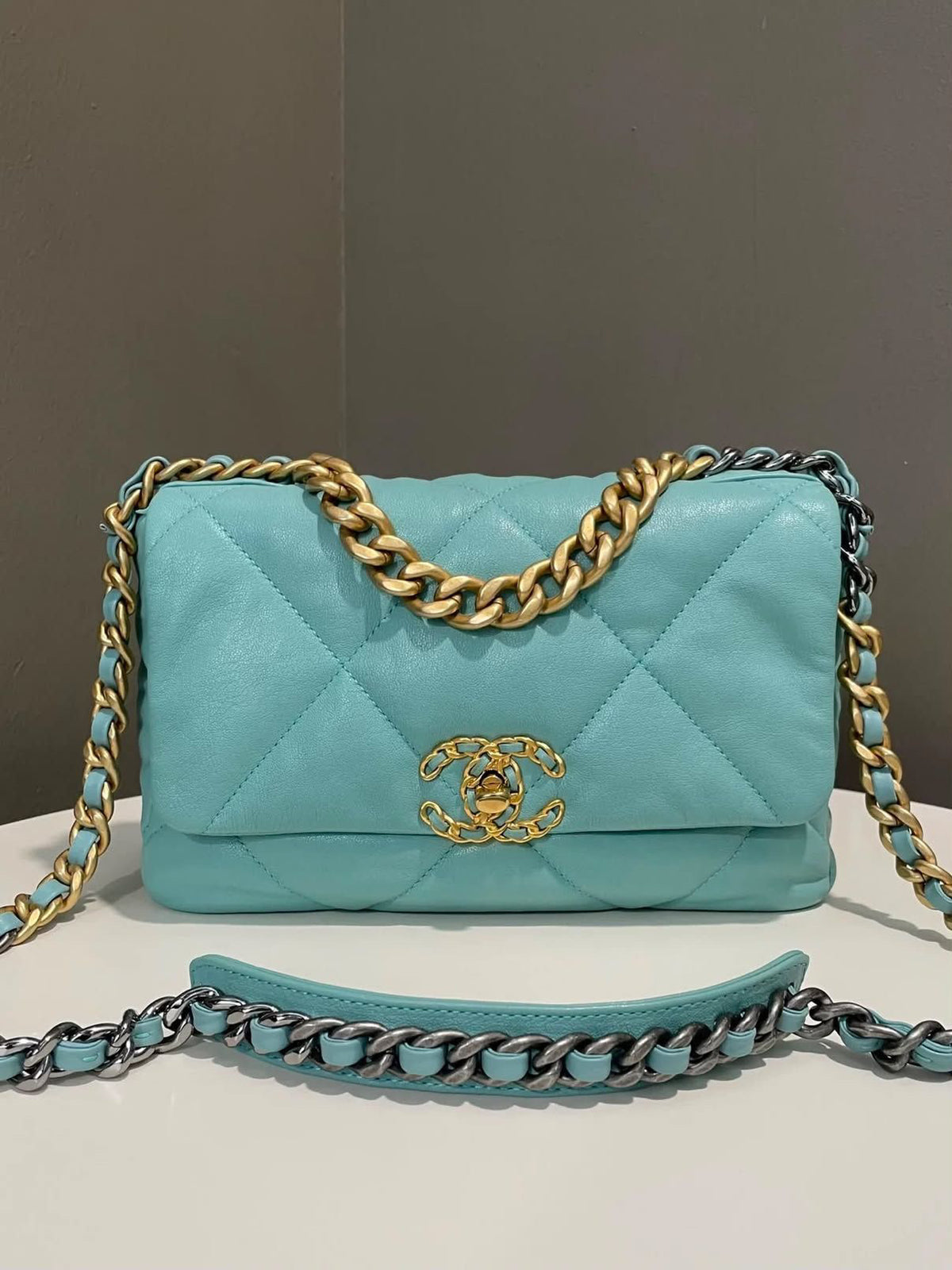 Chanel 19 Flap Bag Tiffany Blue