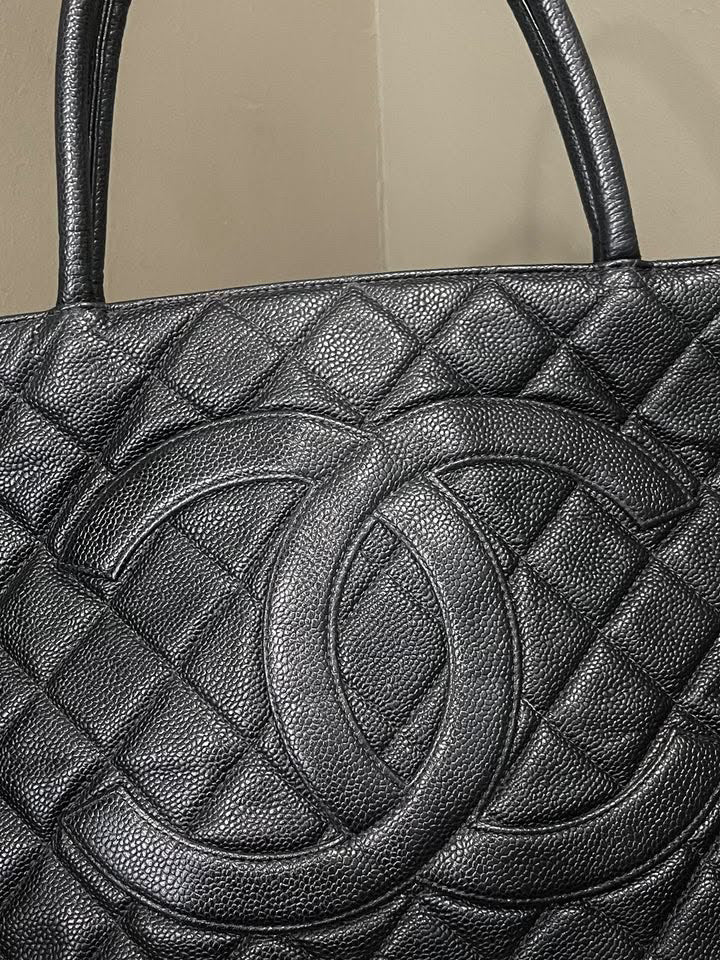 Chanel Vinatge Medallion Tote Black Caviar