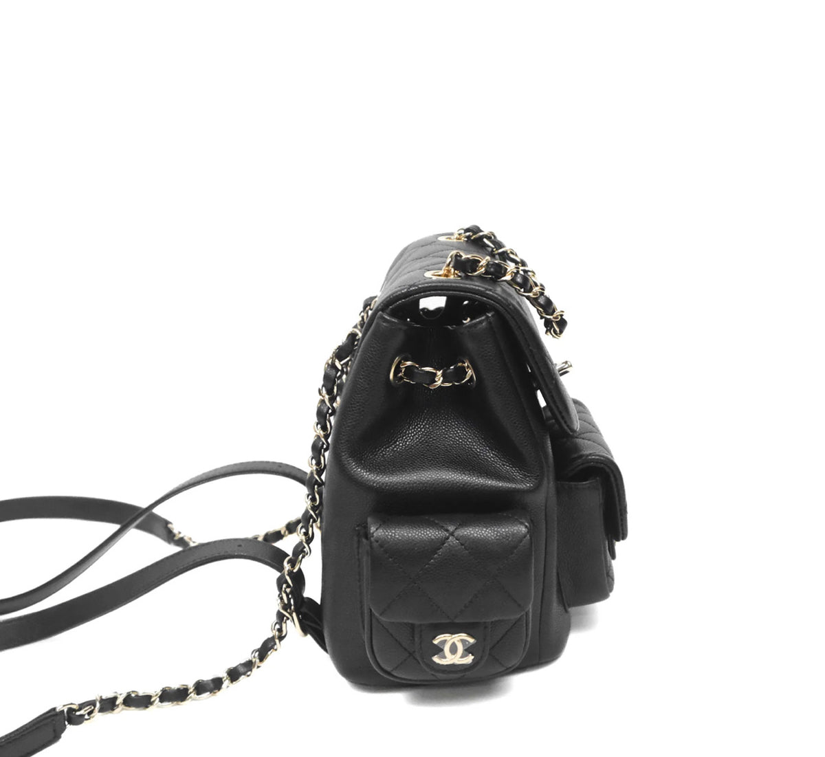 Chanel small duma backpack caviar con plásticos