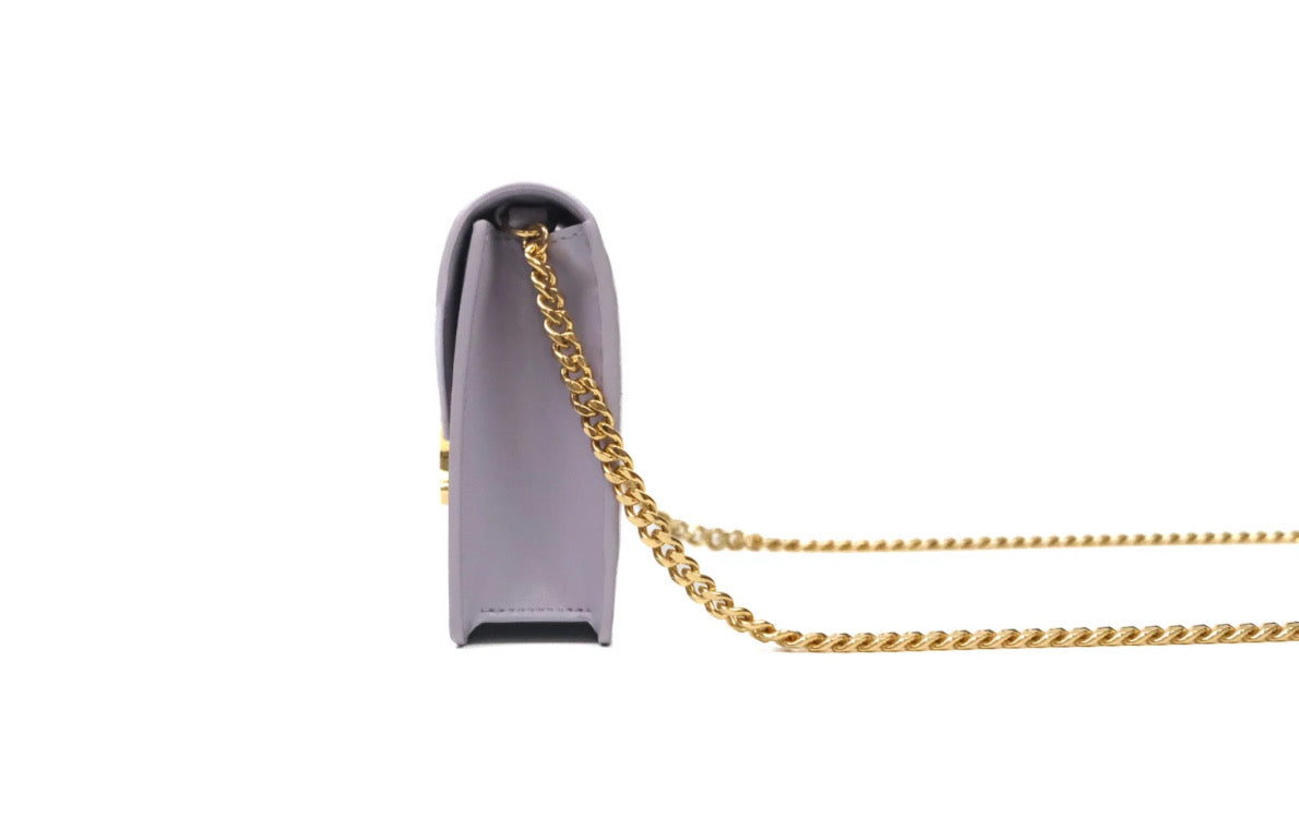 Celine margo wallet on chain in purple lavender shiny calfskin