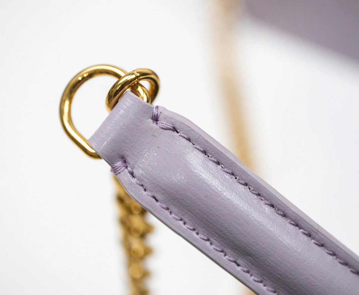 Celine margo wallet on chain in purple lavender shiny calfskin