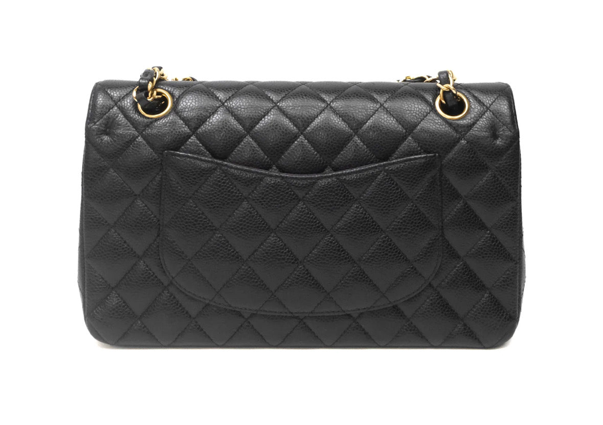 Chanel Classic M/L Medium Flap Quilted Black Caviar Gold Hardware 2017-2018