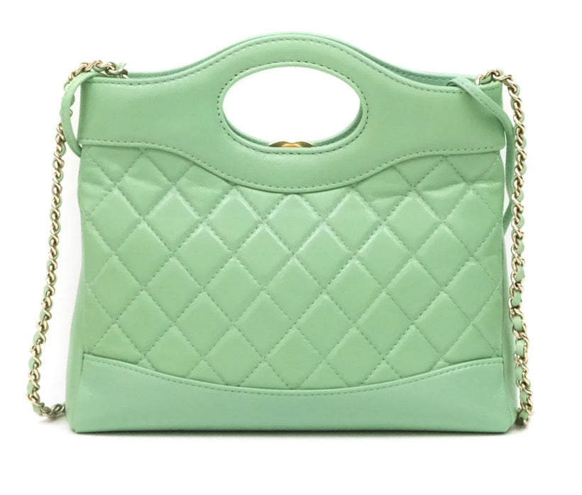 Chanel Mini 31 Green Shiny Lambskin Gold Hardware