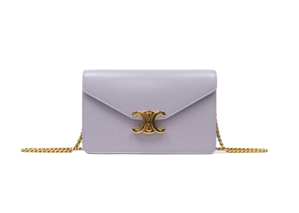 Celine margo wallet on chain in purple lavender shiny calfskin