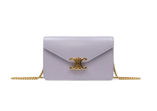 Celine margo wallet on chain in purple lavender shiny calfskin