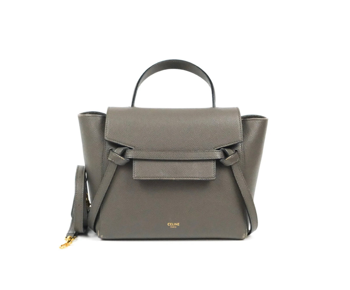 Celine nano belt bag grey grained calfskin