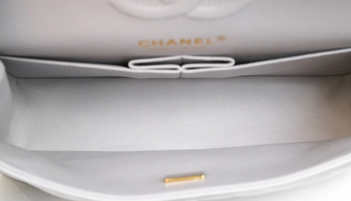 Chanel Small Classic Flap Quilted Grey Caviar Gold Hardware 2021