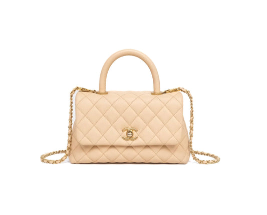 Chanel small coco handle beige caviar
