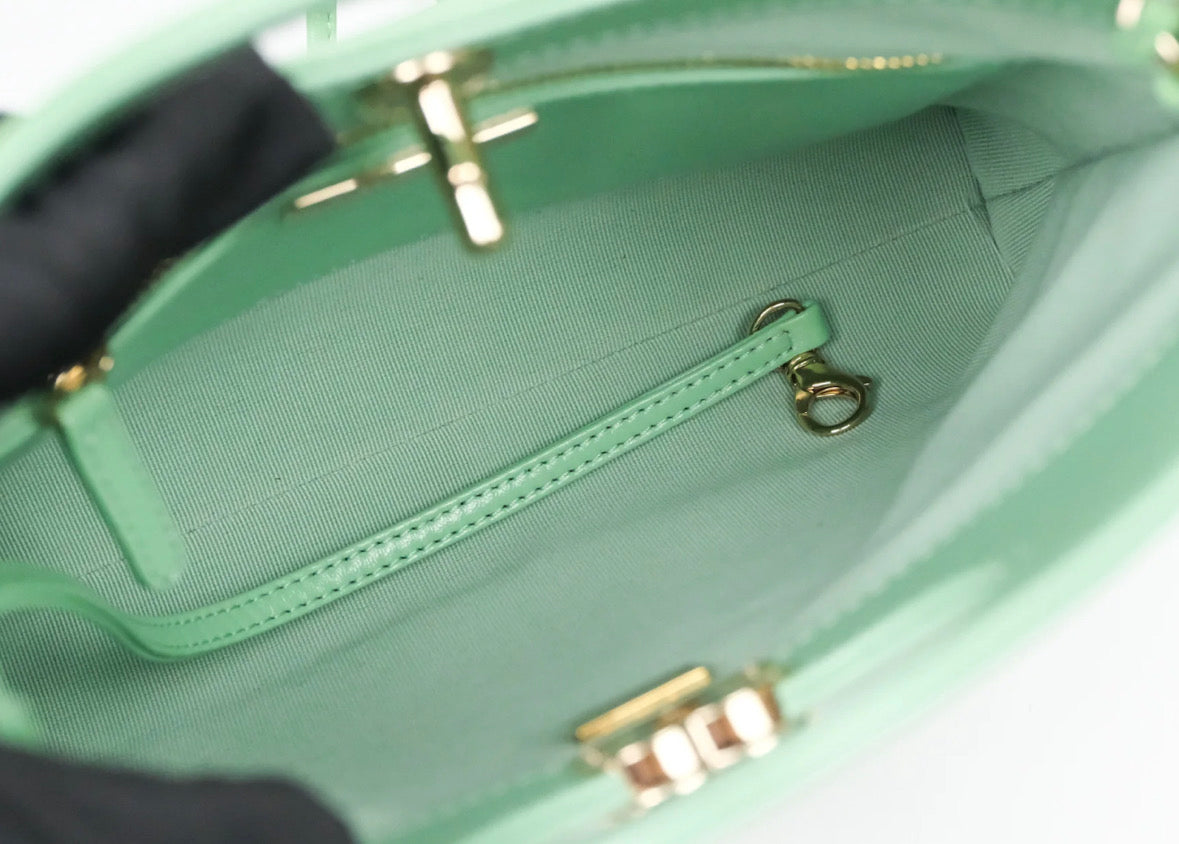Chanel Mini 31 Green Shiny Lambskin Gold Hardware