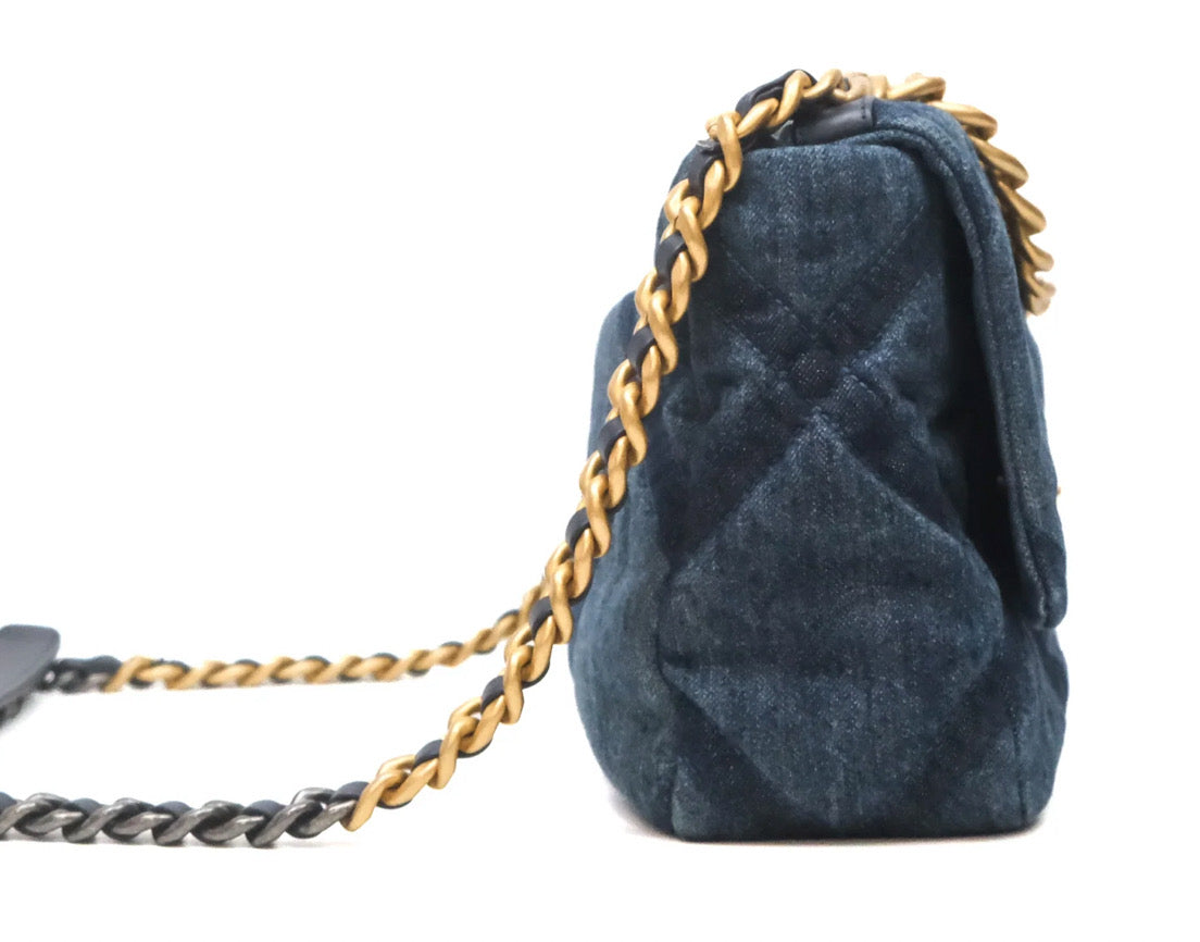 Chanel 19 Medium Dark Denim Mixed Hardware