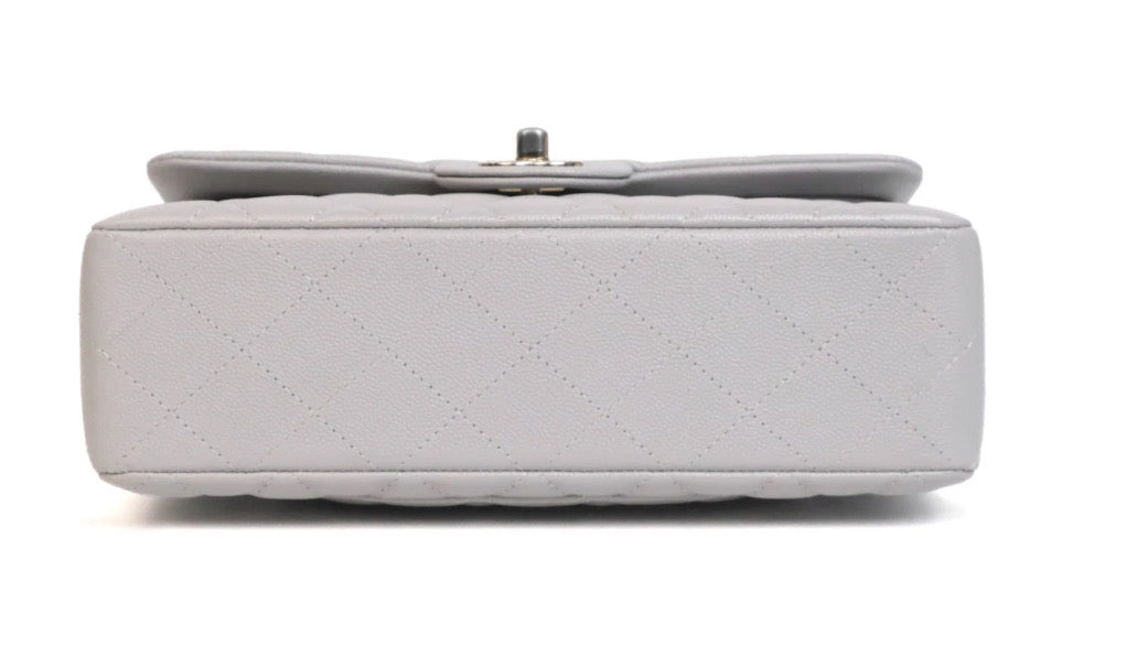 Chanel Small Classic Flap Quilted Grey Caviar Gold Hardware 2021