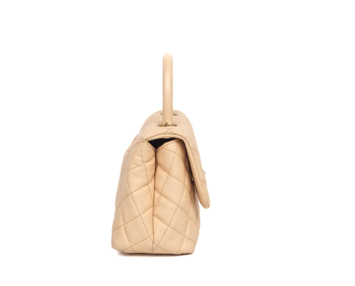 Chanel small coco handle beige caviar