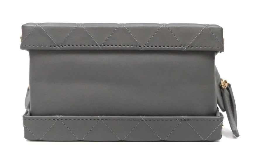 Chanel CC Vault Vanity Handle Case In Grey Calfskin Bag Gold Hardware Chanel