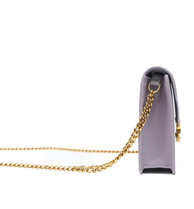 Celine margo wallet on chain in purple lavender shiny calfskin