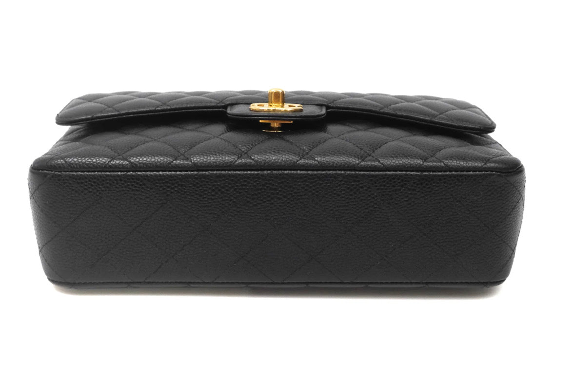Chanel Classic M/L Medium Flap Quilted Black Caviar Gold Hardware 2017-2018