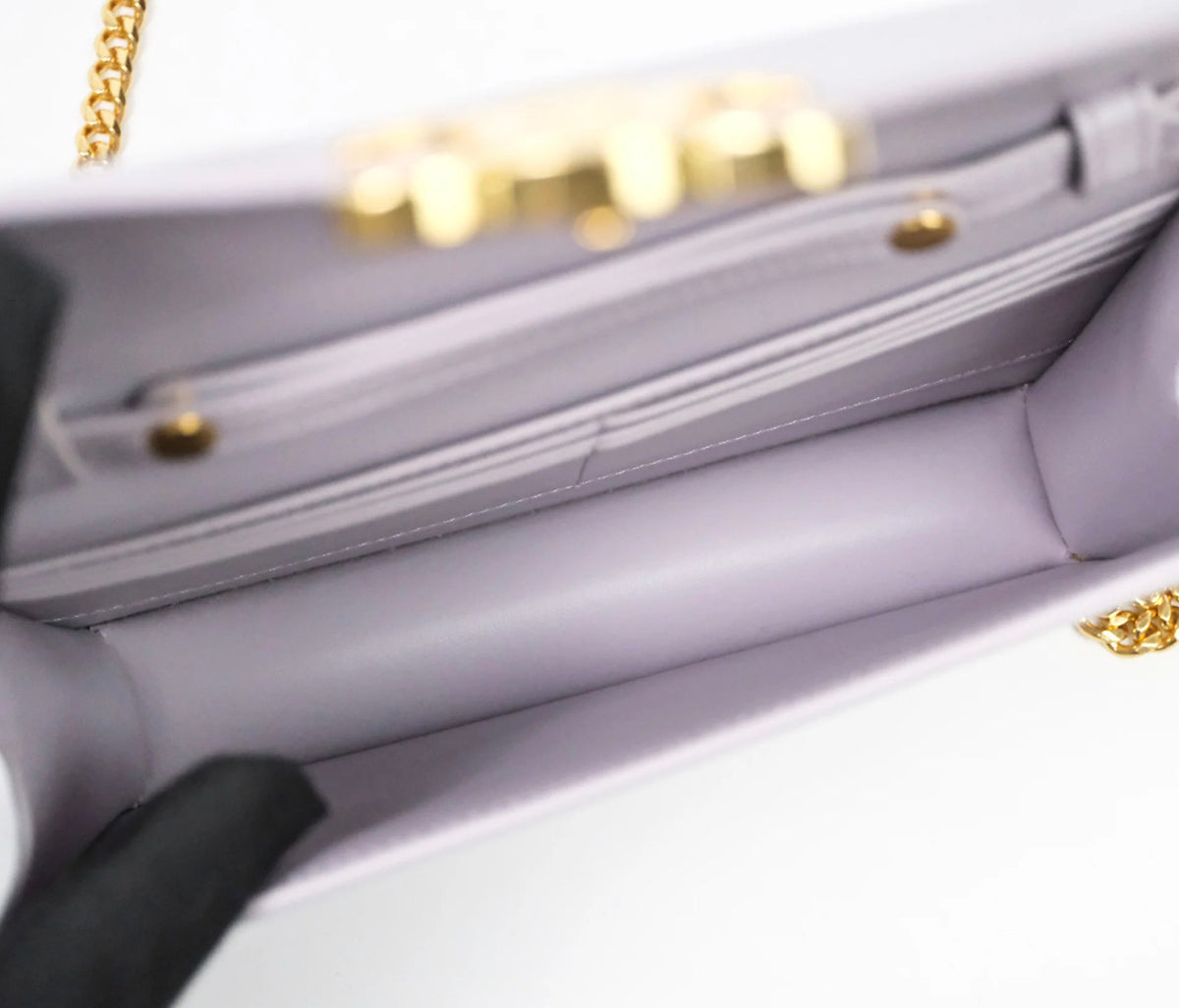 Celine margo wallet on chain in purple lavender shiny calfskin