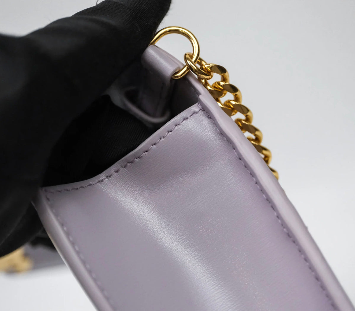 Celine margo wallet on chain in purple lavender shiny calfskin