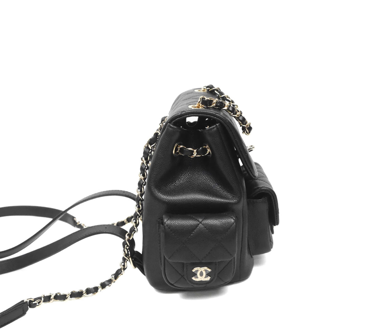 Chanel small duma backpack caviar con plásticos