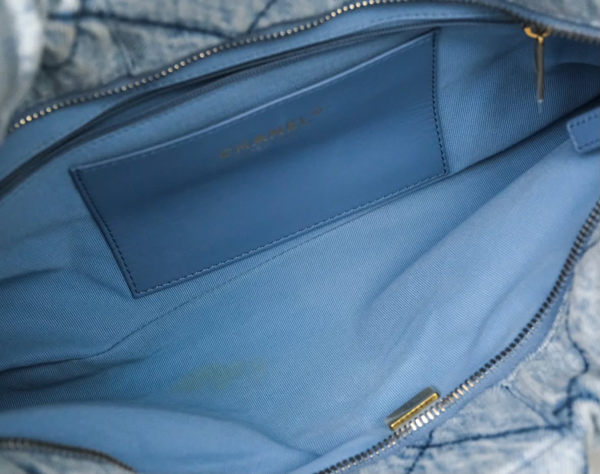 Chanel Washed Denim Quilted Bow Bag Aged Gold Hardware