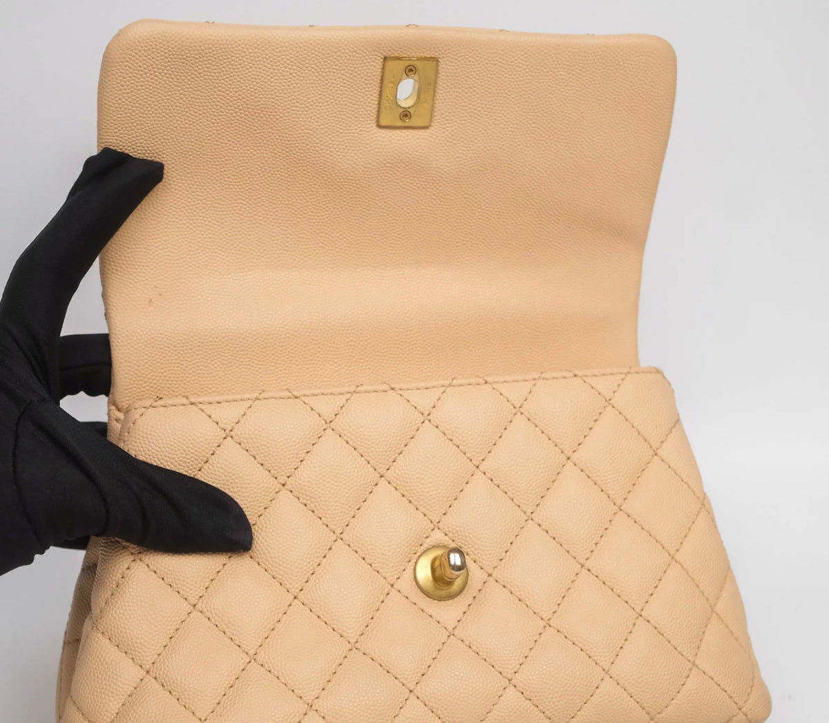 Chanel small coco handle beige caviar