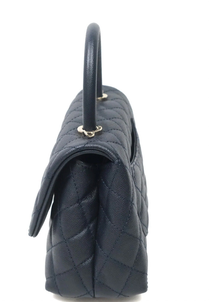 Chanel Small Coco Handle Quilted Navy Blue Caviar Gold Hardware 2021 (30 series)