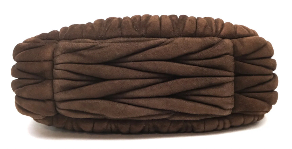 Miu Miu Wander Matelassé Hobo Bag Brown Suede