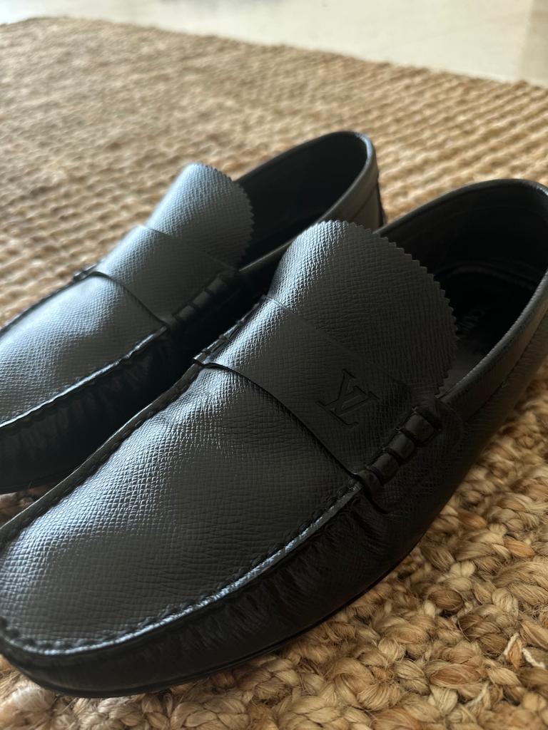 Louis Vuitton Black Leather Slip on Loafers