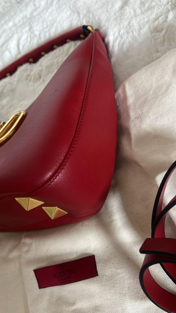 Valentino Stud Sign Leather Hobo Bag